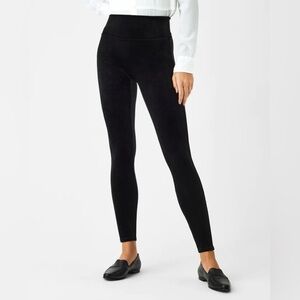 Spanx black velvet leggings size large
